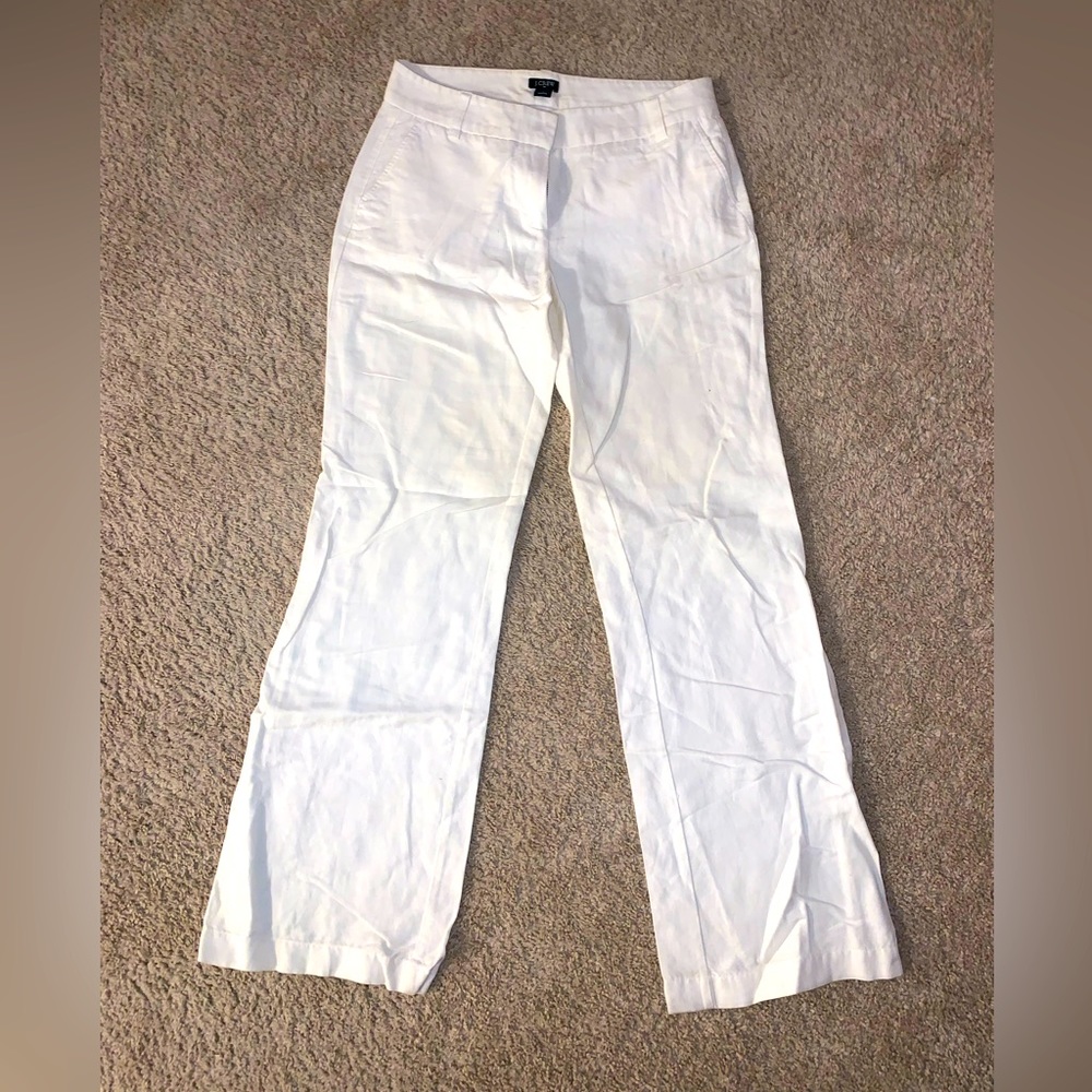J. Crew CityFit White Linen Flared Pants